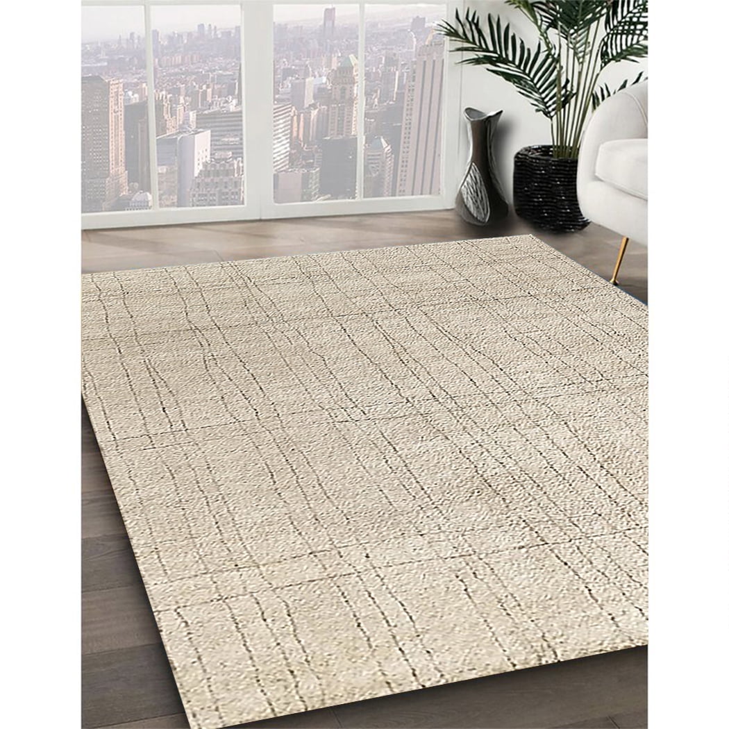 Wheat Beige Solid Rectangle Area Rug W130859