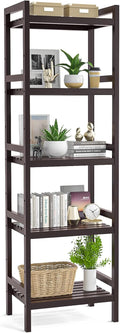 White 5-Tier Narrow Bamboo Bookshelf W2669