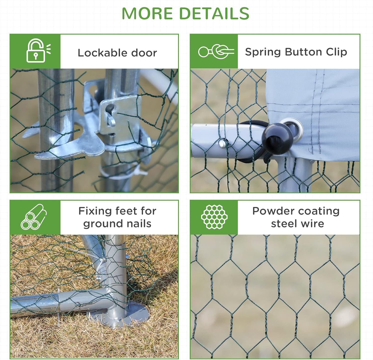 Large Metal Chicken Coop 3 Rooms Walk-in Enclosure 10' x 20' x 6.5' R703018