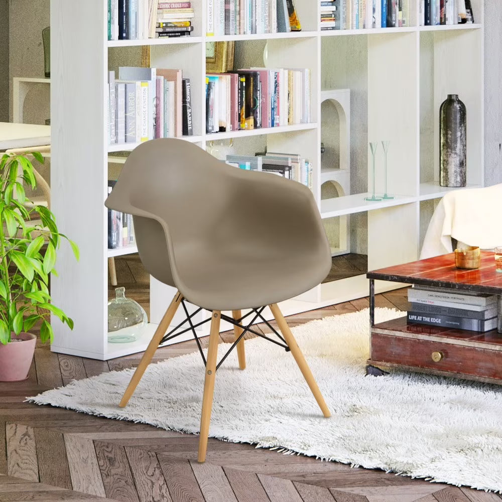 Light Brown Wood Flared Arm Dining Chairs Set of 2 J8943