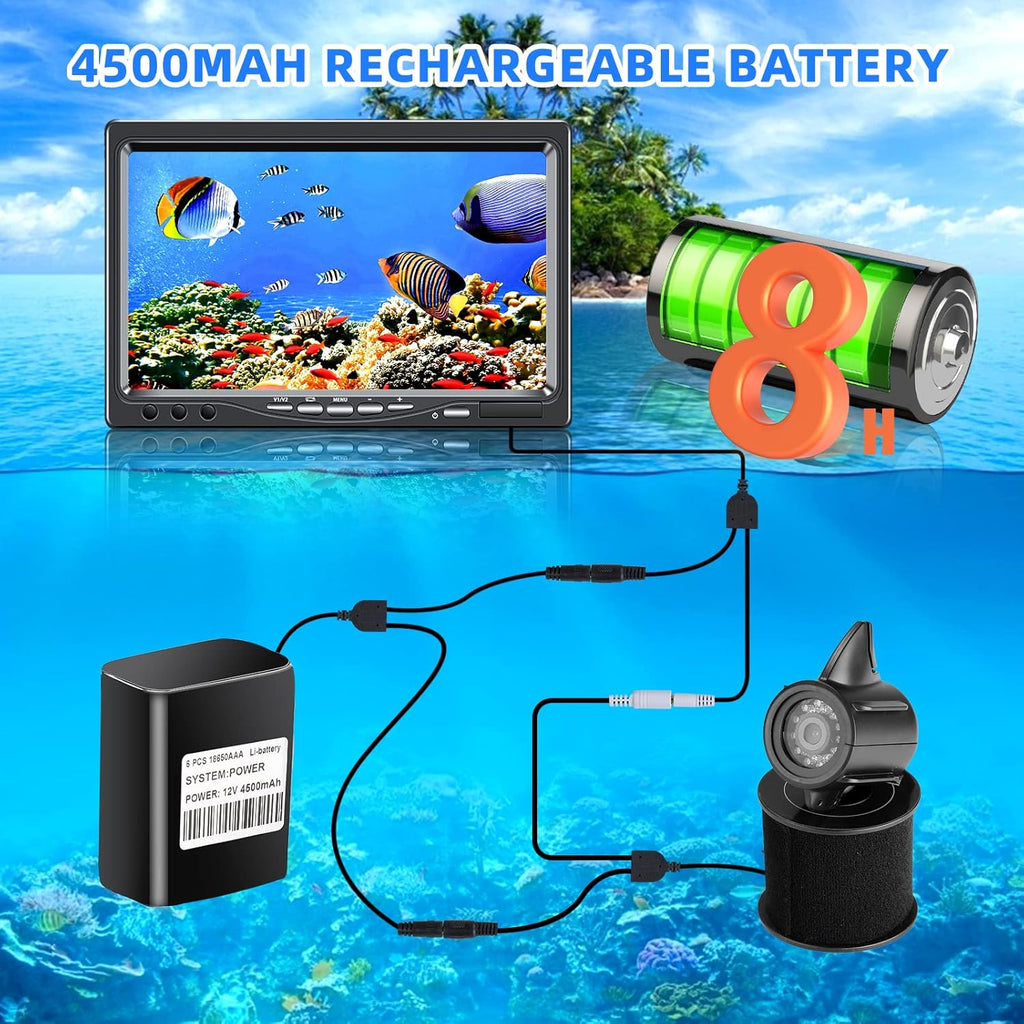 7'' Monitor Waterproof 12 Lights AHD 720p Fishing Camera T8973