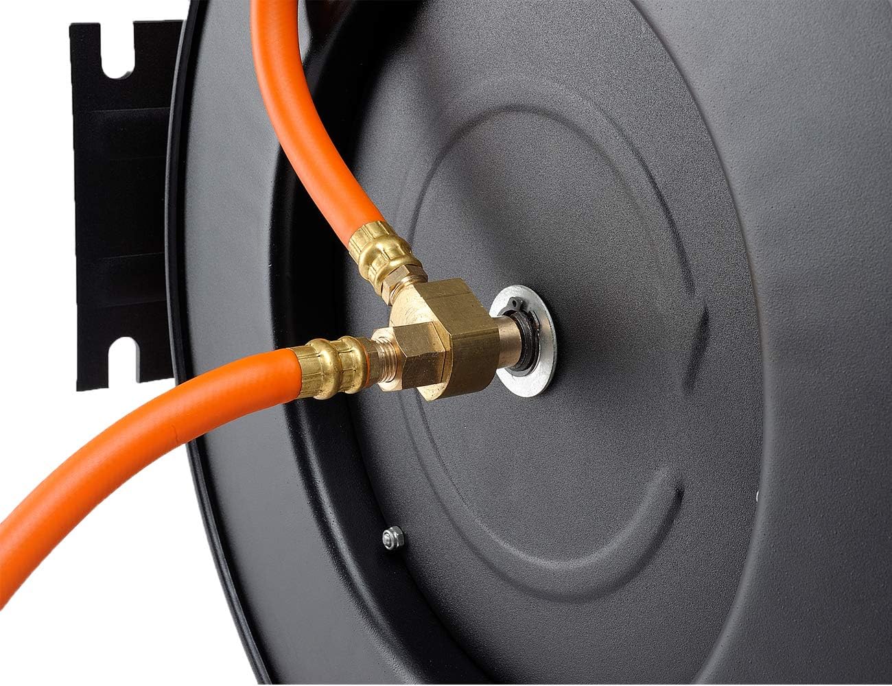Retractable Air Compressor Hose Reel with 3/8 in. x 50 ft Hybrid Hose, 300PSI A3797