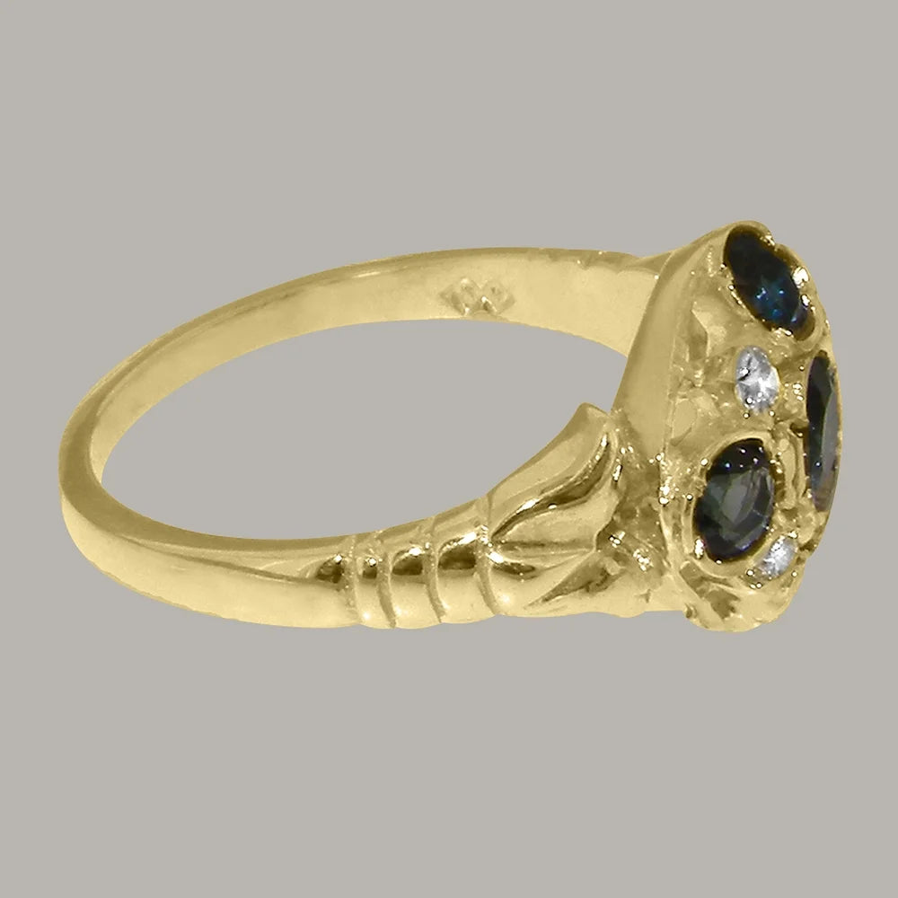 14k Yellow Gold London Blue Topaz Diamond Statement Ring O42405