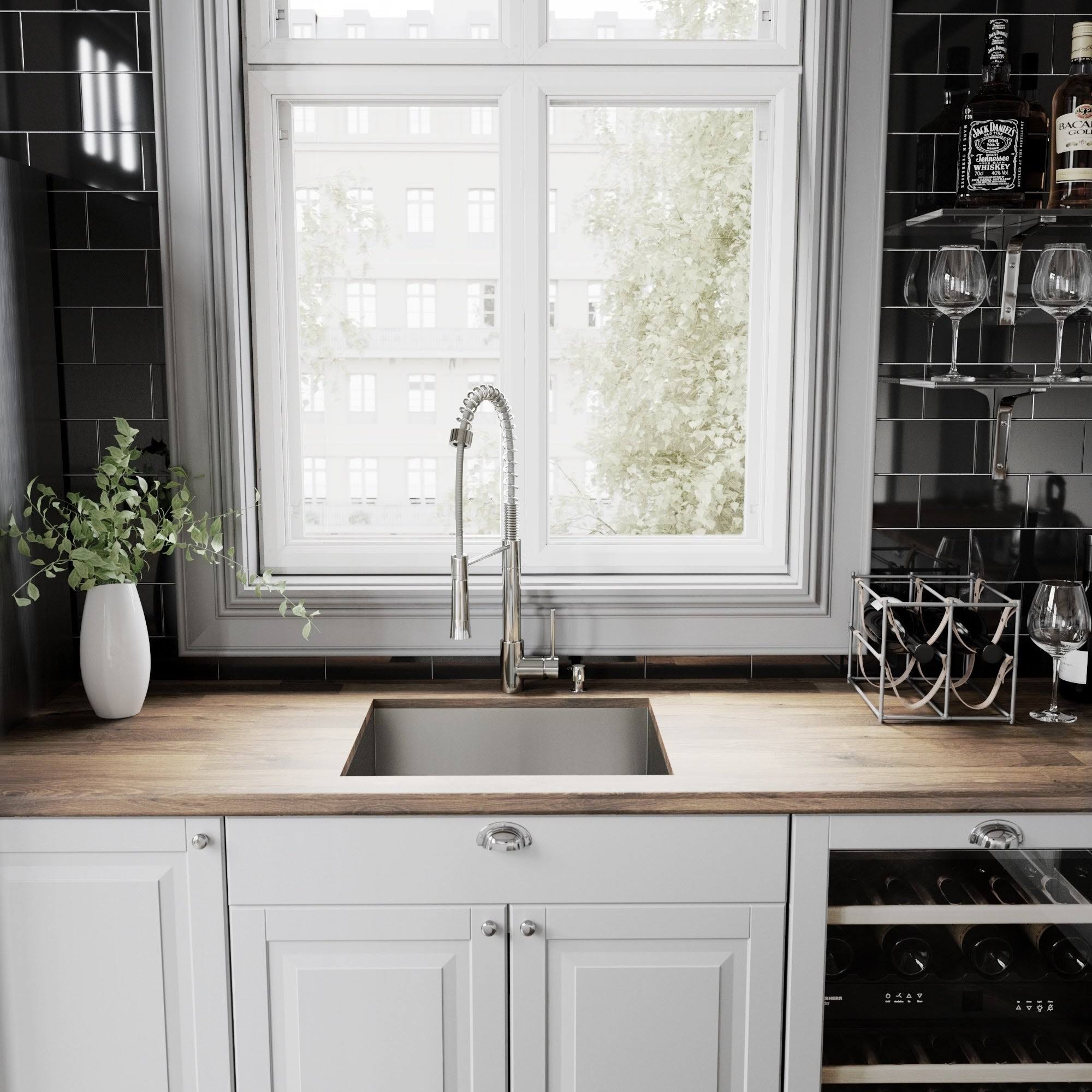 Chrome Pull-Down Spray Kitchen Faucet with Soap Dispenser K67313
