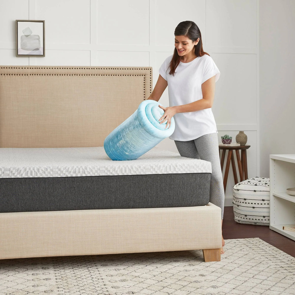 Queen White Memory Foam Mattress Topper N345