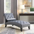 Beige Upholstered Chaise Lounge Sofa with Button Tufted Back and Hardwood Legs B271