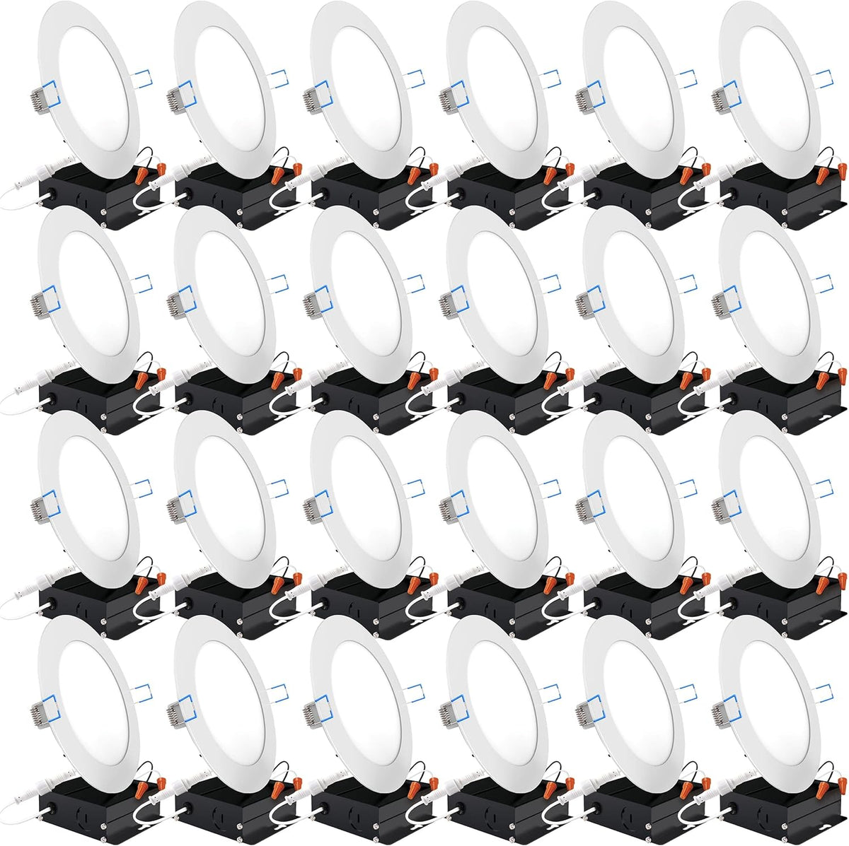 24 Pack 4 Inch Ultra Thin LED Recessed Ceiling Lights, 3000K Warm White, Dimmable 10W, 650 LM, Smooth Trim Damp Rated F937