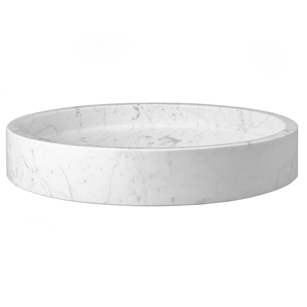 White Carrara Marble Round Vessel Sink Y5865