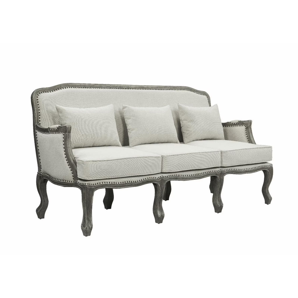 Cream Linen Fabric Sofa with 3 Pillows L708103
