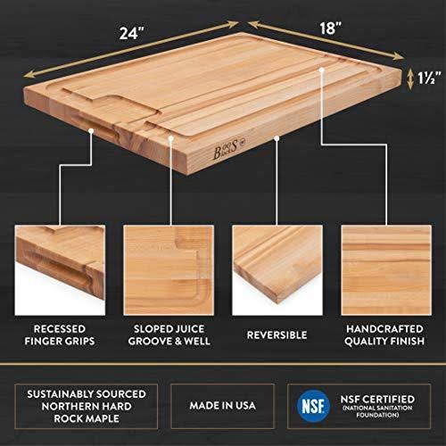 Maple Cutting/Carving Board with Juice Groove 18 x 24 x 1.5 Inches A928355