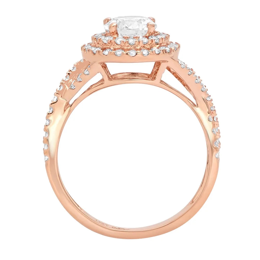 18K Rose Gold Halo Engagement Ring S2569