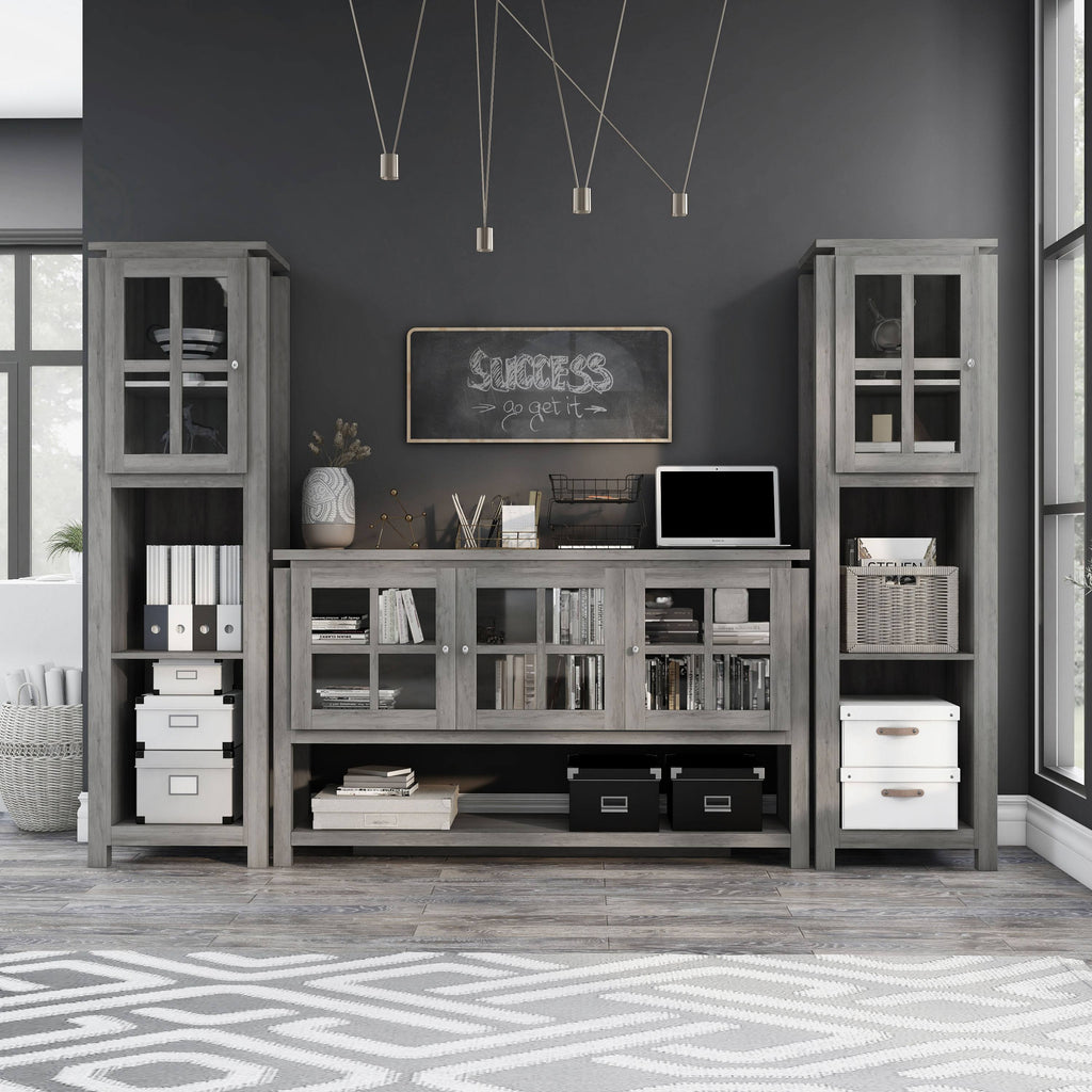 Gray Wood 4-Shelf Bookcase W99050