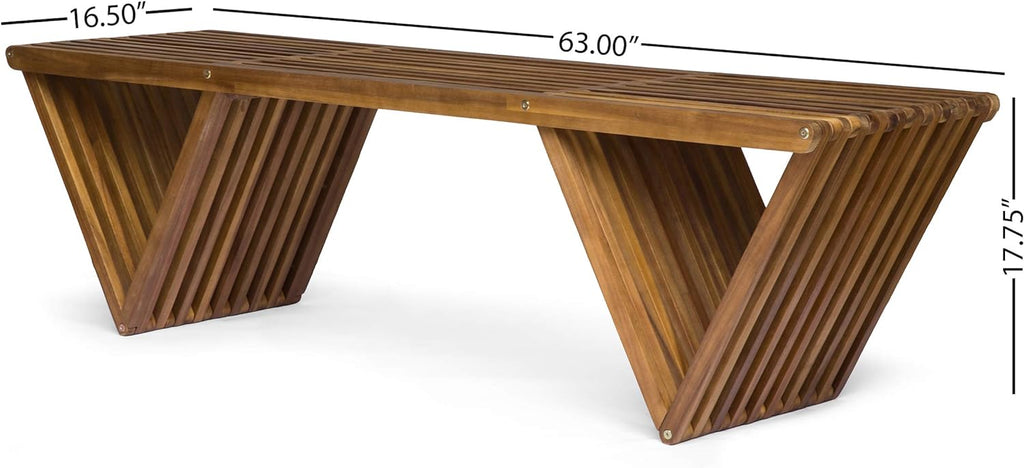 Teak Finish Acacia Wood Bench X6697