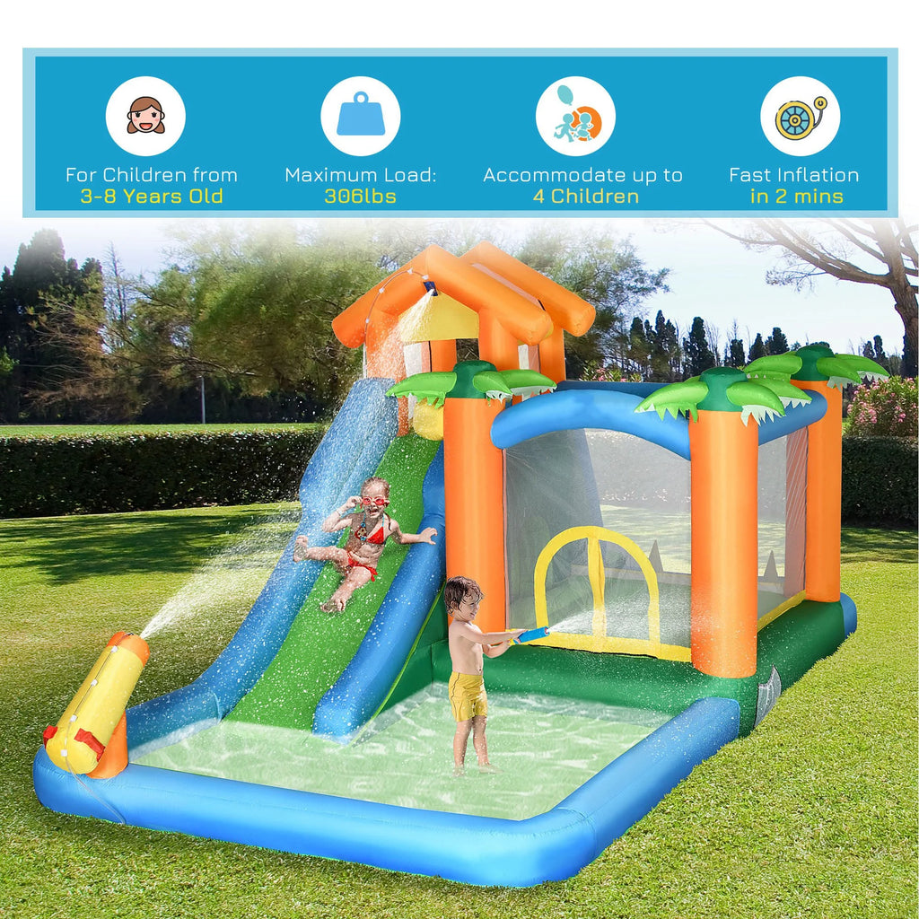 6-in-1 Inflatable Water Slide Jumping Castle with Blower O161124