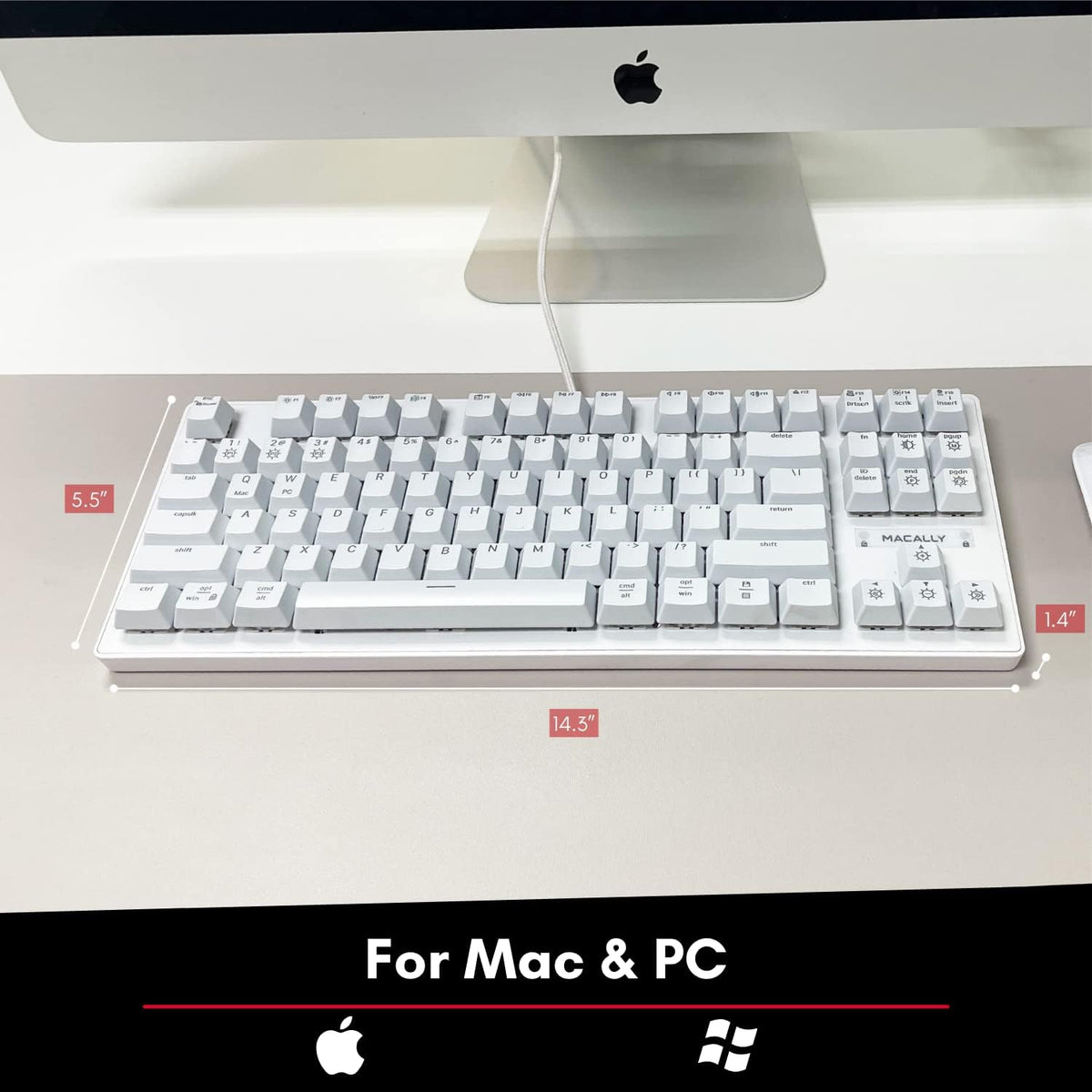 TKL USB Wired Mechanical Keyboard with Brown Switches G798836