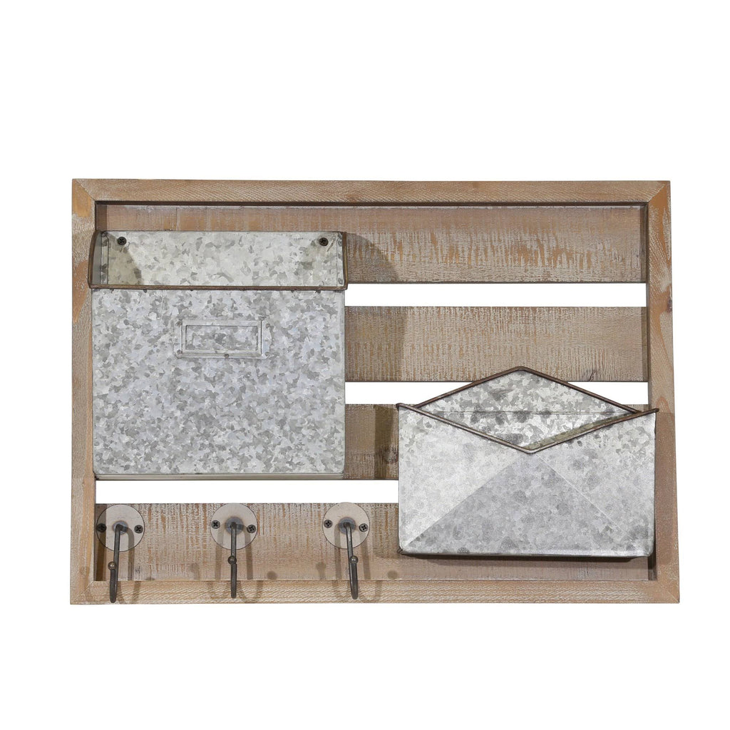 Wood and Metal Wall Mail Organizer M914176