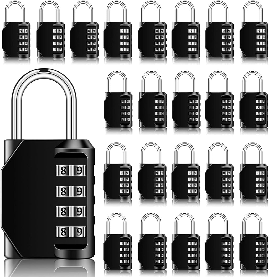 Combination Padlock 4 Digit Waterproof (Black, 24 Pieces) M27473