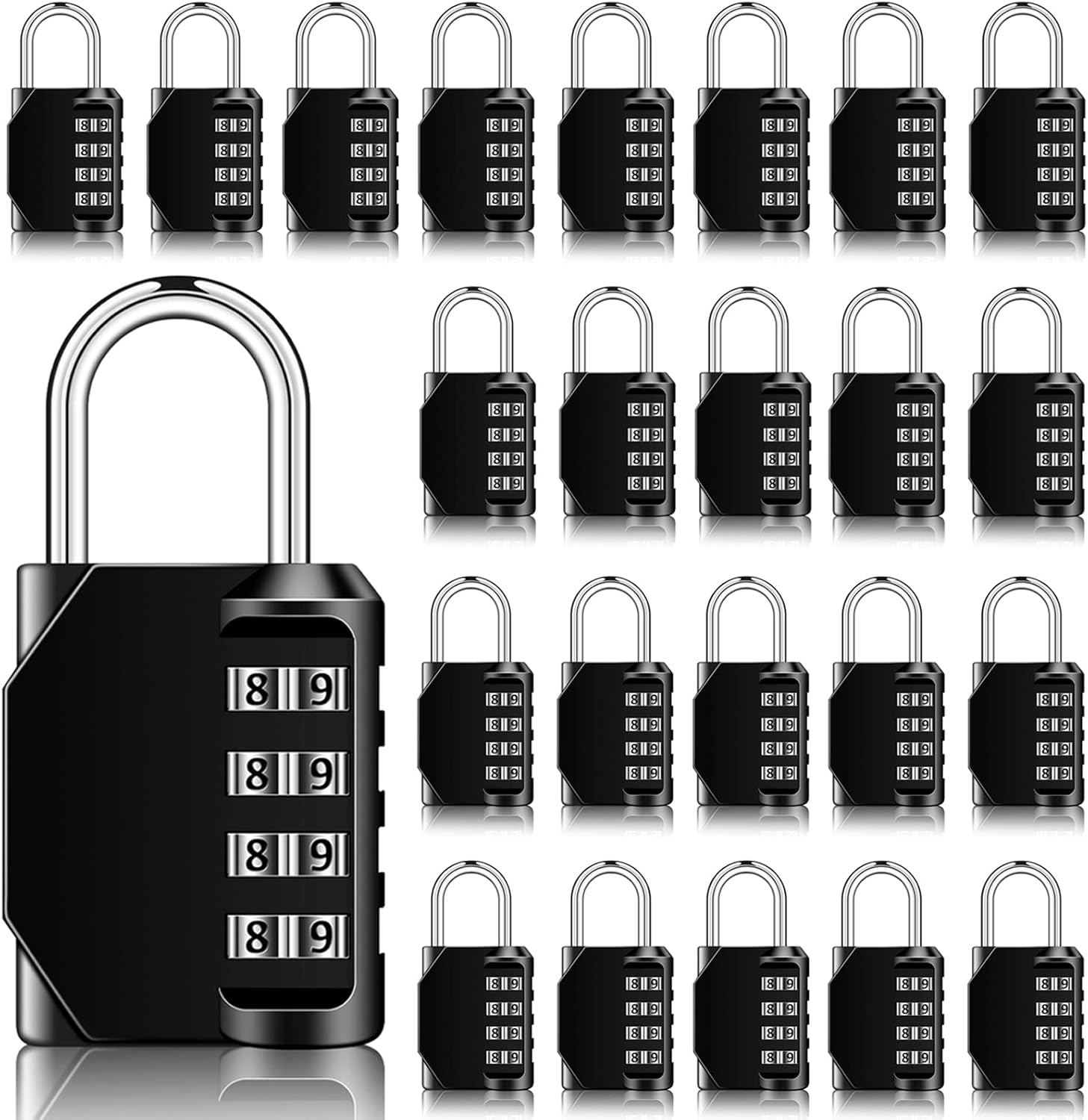 Combination Padlock 4 Digit Waterproof (Black, 24 Pieces) M27473
