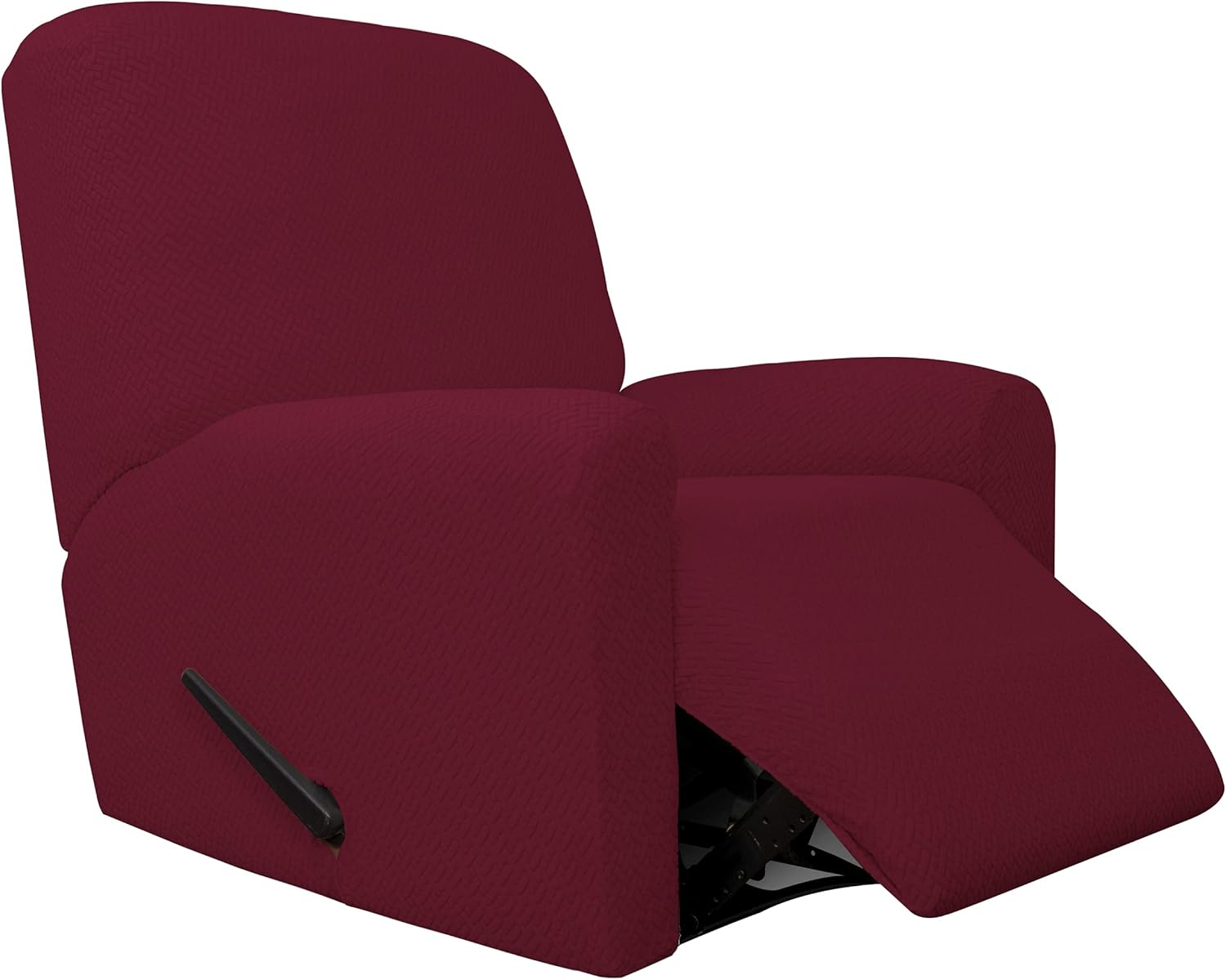 4-Piece Stretch Jacquard Recliner Sofa Cover with Elastic Loop, Dark Gray F586960