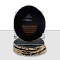 Black Agate Coaster with Gold Trim (Set of 4) U657