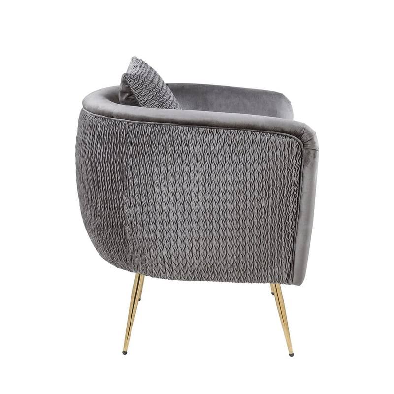 Blush Pink Velvet Barrel Accent Chair with Metal Legs G41992