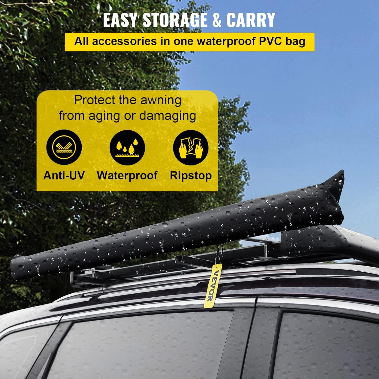 Grey Pull-Out Retractable Vehicle Awning with Carry Bag Y811