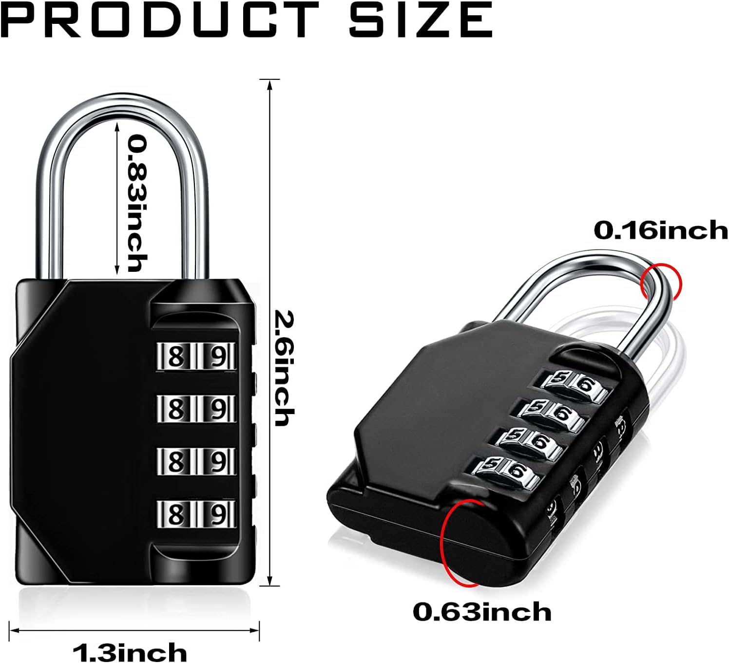 Combination Padlock 4 Digit Waterproof (Black, 24 Pieces) M27473