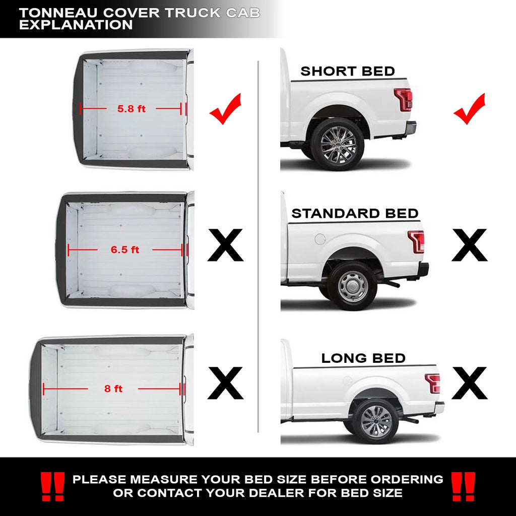 Hidden Snap Tonneau Cover with Truck Bed LED Lights A9830