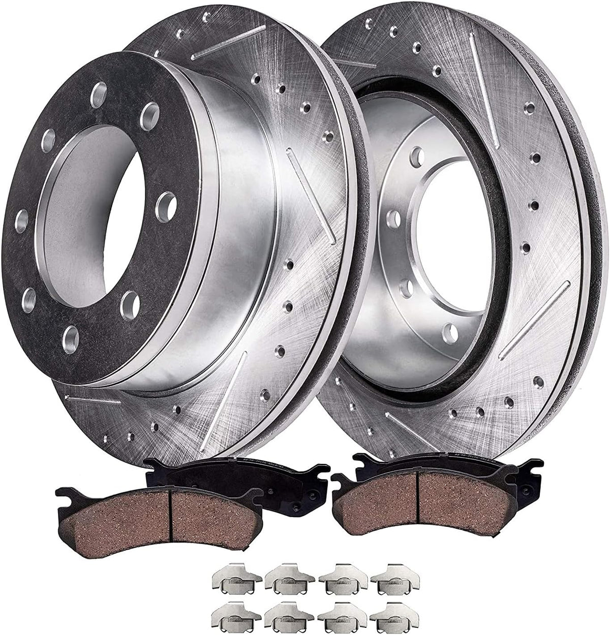 4WD 331mm Front Drilled Slotted Brake Rotors + Brake Pads 4pc Set N64450