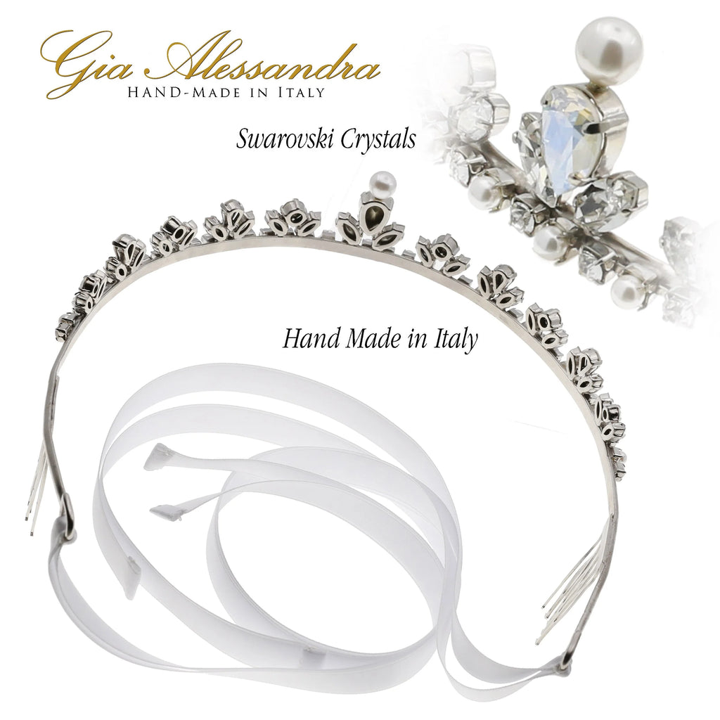 Silver Wedding Bridal Tiara With Swarovski Crystals D573781