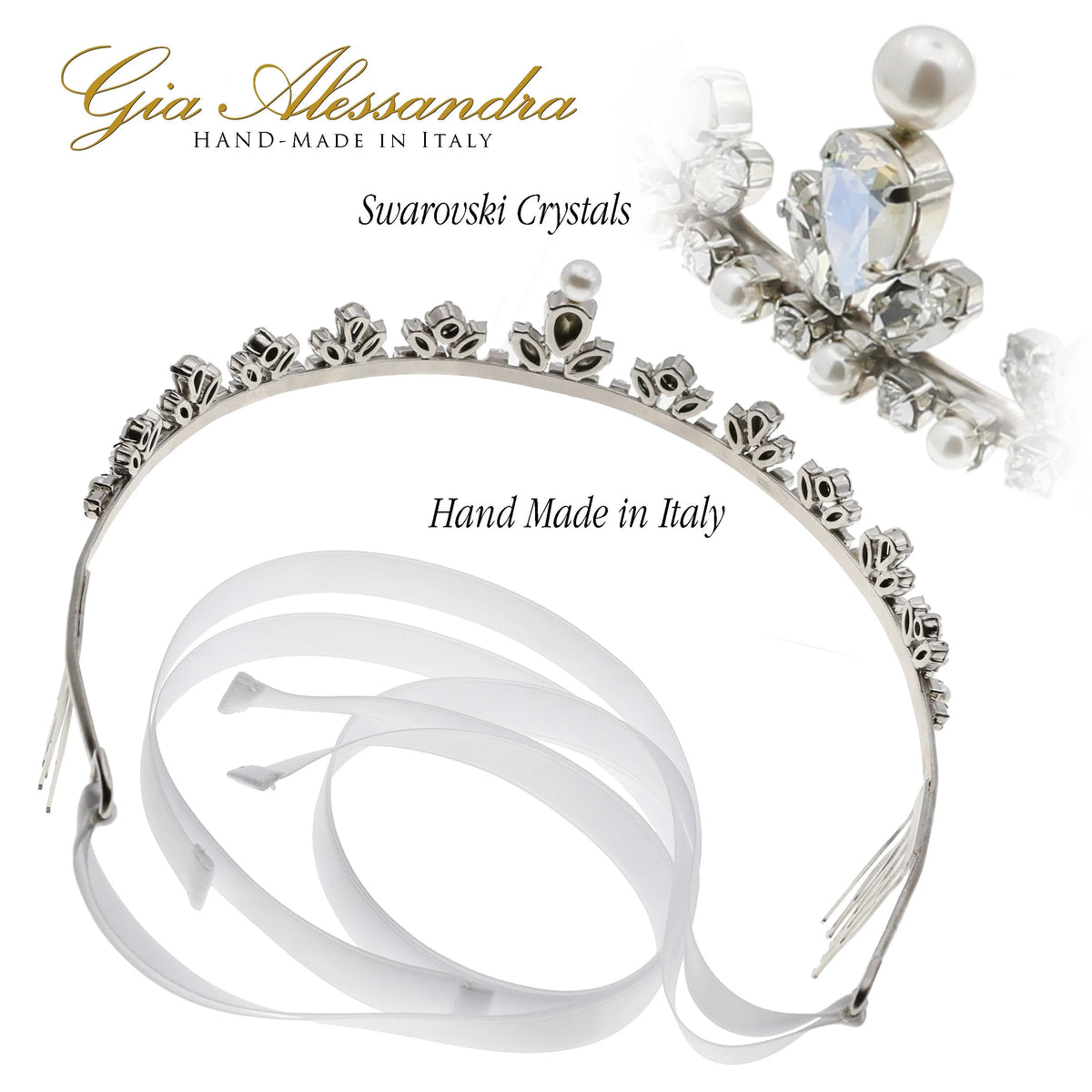 Silver Wedding Bridal Tiara With Swarovski Crystals D573781