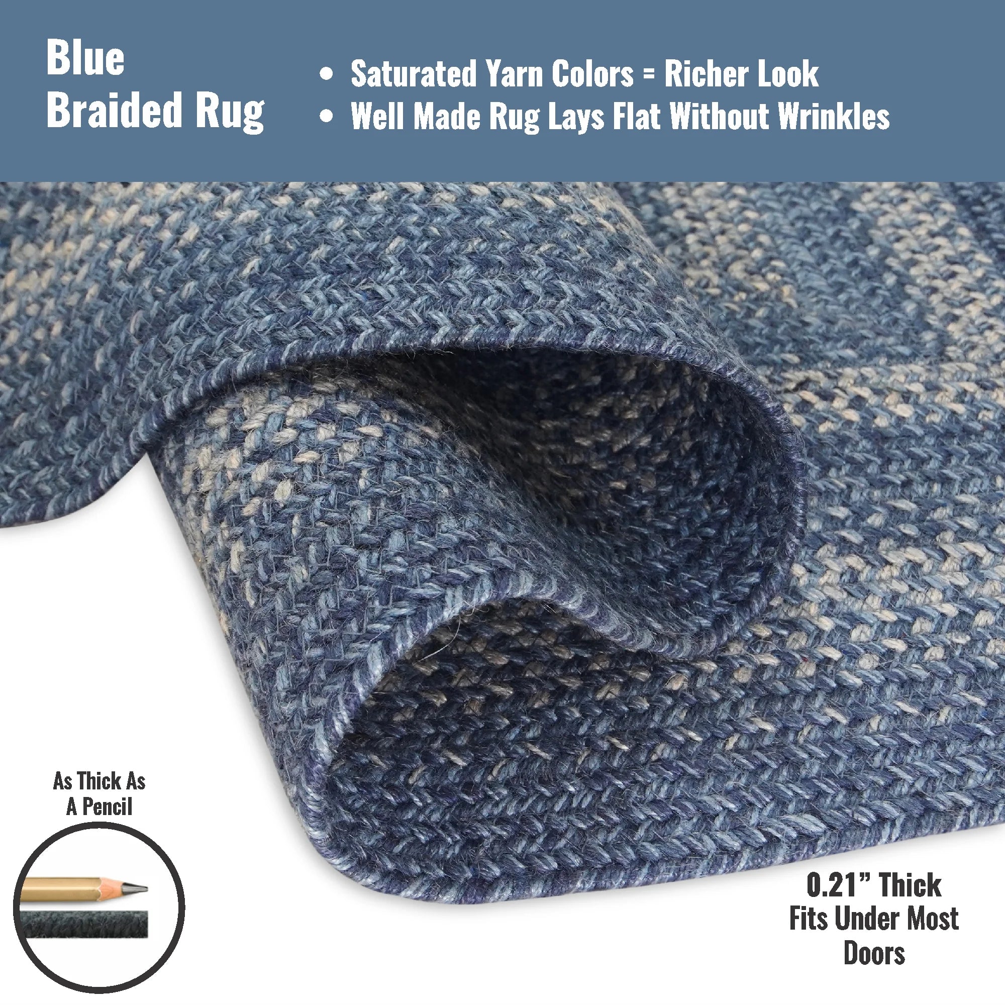 Blue 4x6' Braided Oval Rug Z6208