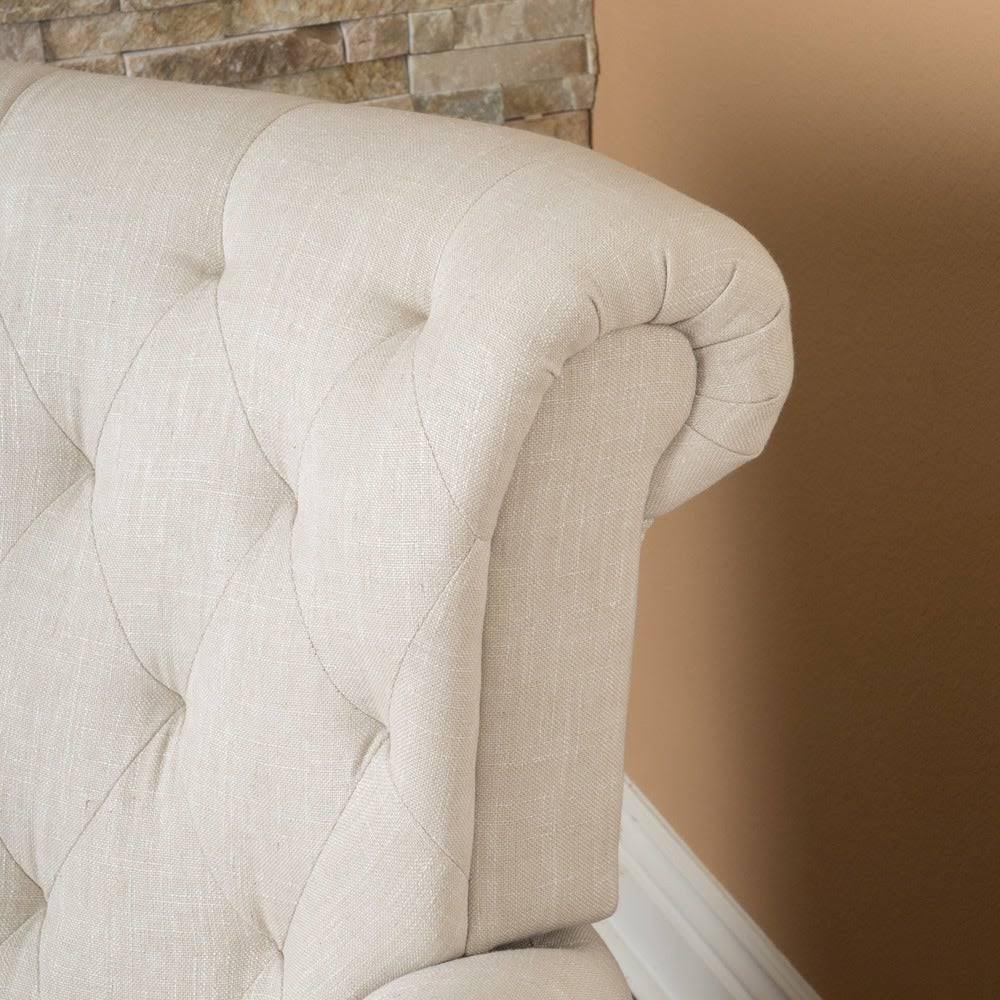 Light Beige Tufted Fabric Club Chair M257997