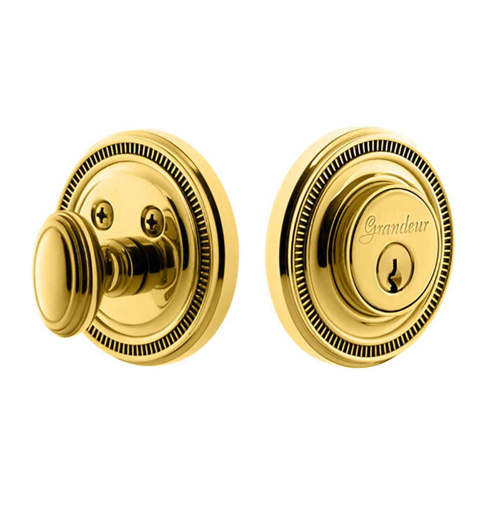 Lifetime Brass Single Cylinder Deadbolt with Soleil Plate T1856