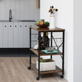 3-Tier Wood Kitchen Cart with Storage Space on Wheels D332945