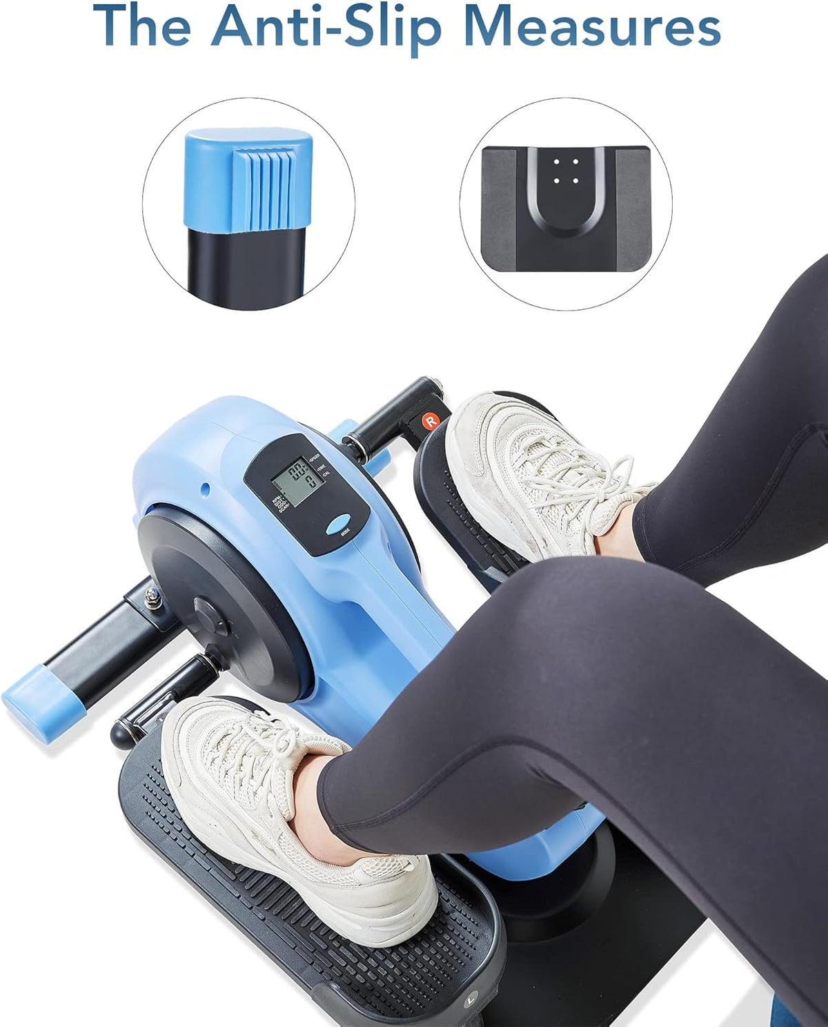 Under Desk Elliptical Pedal Exerciser with 8 Levels Adjustable Magnetic Resistance and LCD Monitor O282334