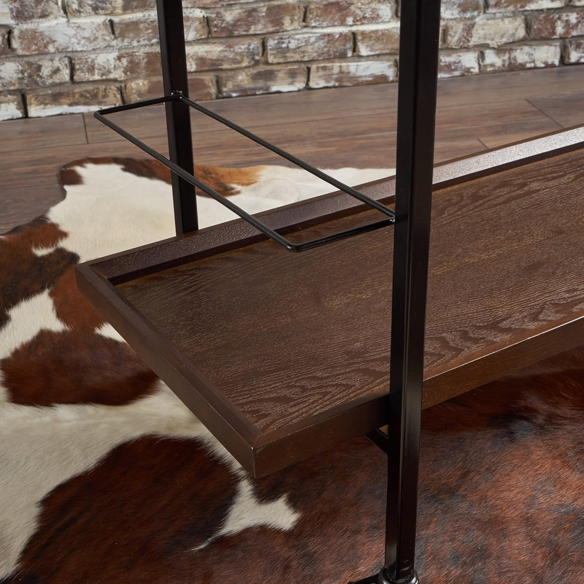 Dark Walnut Wooden Bar Cart C74823