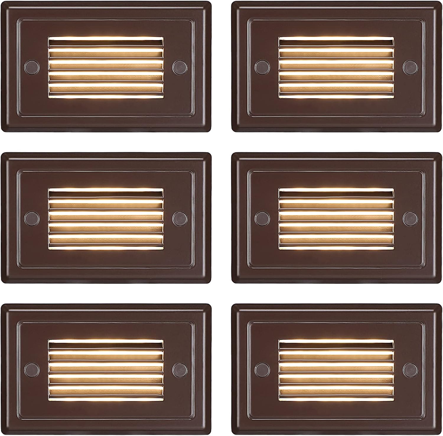 12V Low Voltage LED Outdoor Step Lights, 3W Surface Mount Light, IP65 Waterproof, Die-cast Aluminum, 3000K Warm White, Pack of 6 A3104