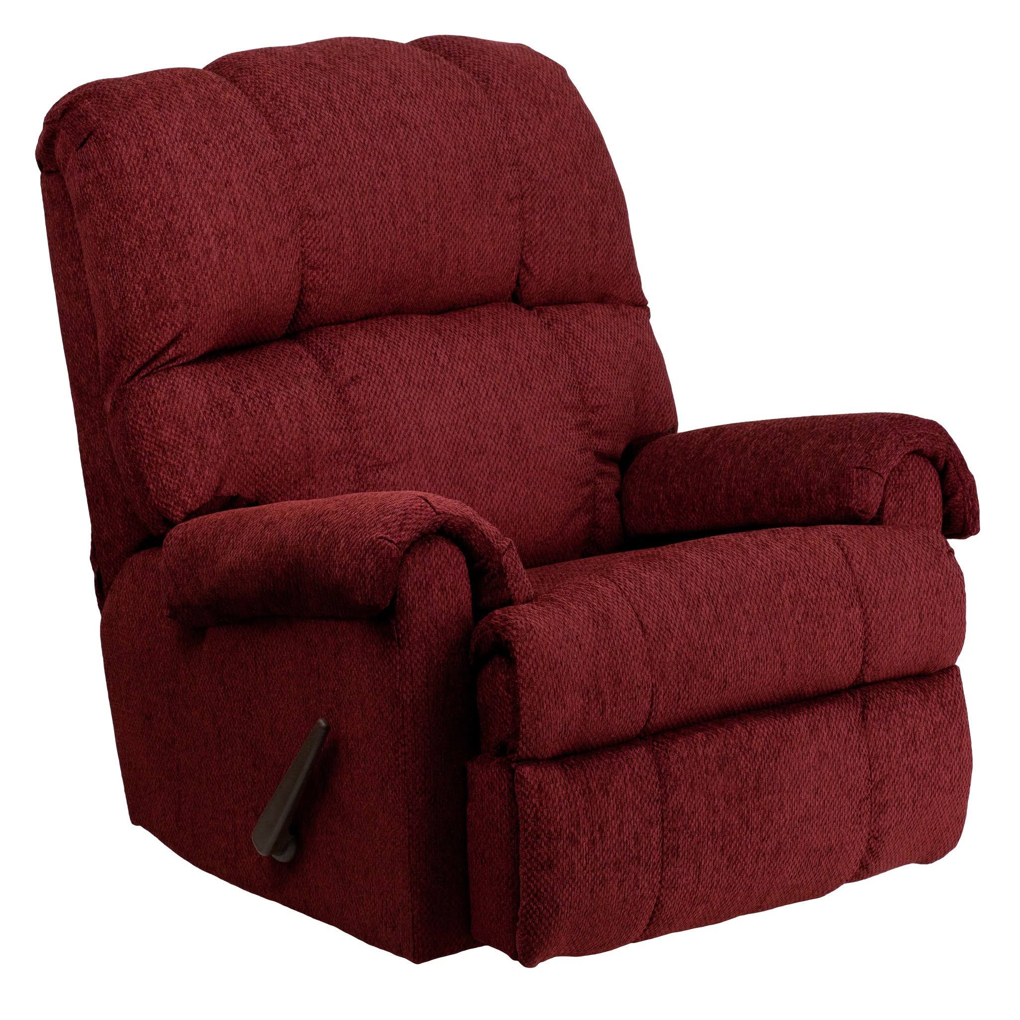 Burgundy Chenille Rocker Recliner M2692