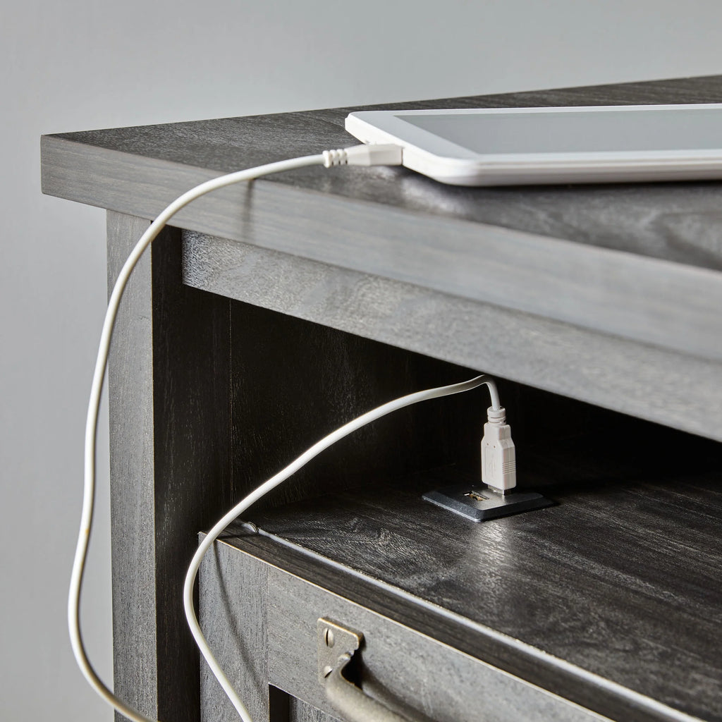 Black Finish USB Side Table O9907