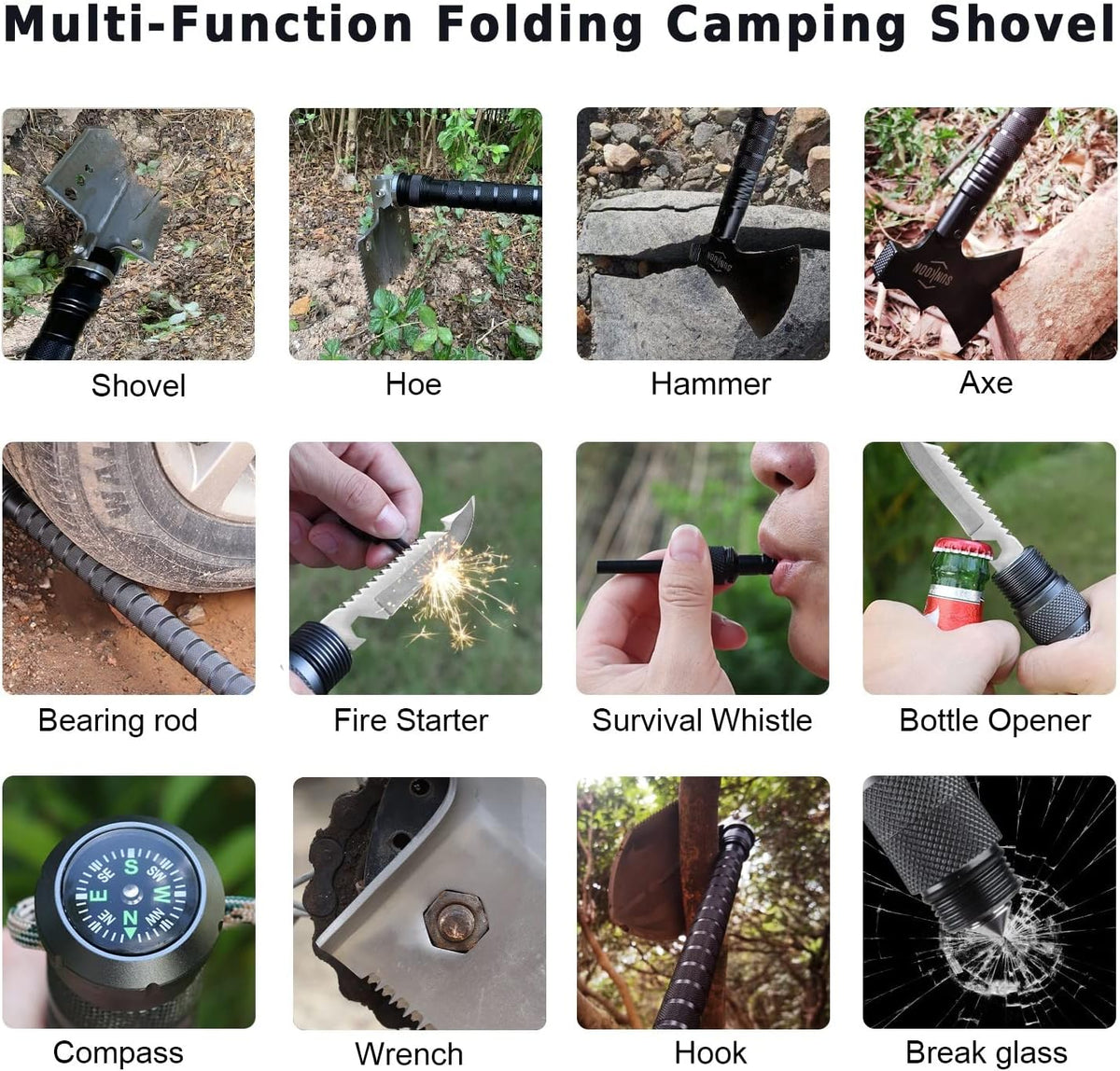 Camping Folding Shovel with High Carbon Steel Storage Pouch M769