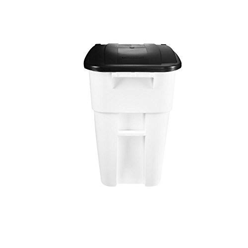 50 Gallon White Rollout Trash Container with Lid Z1709