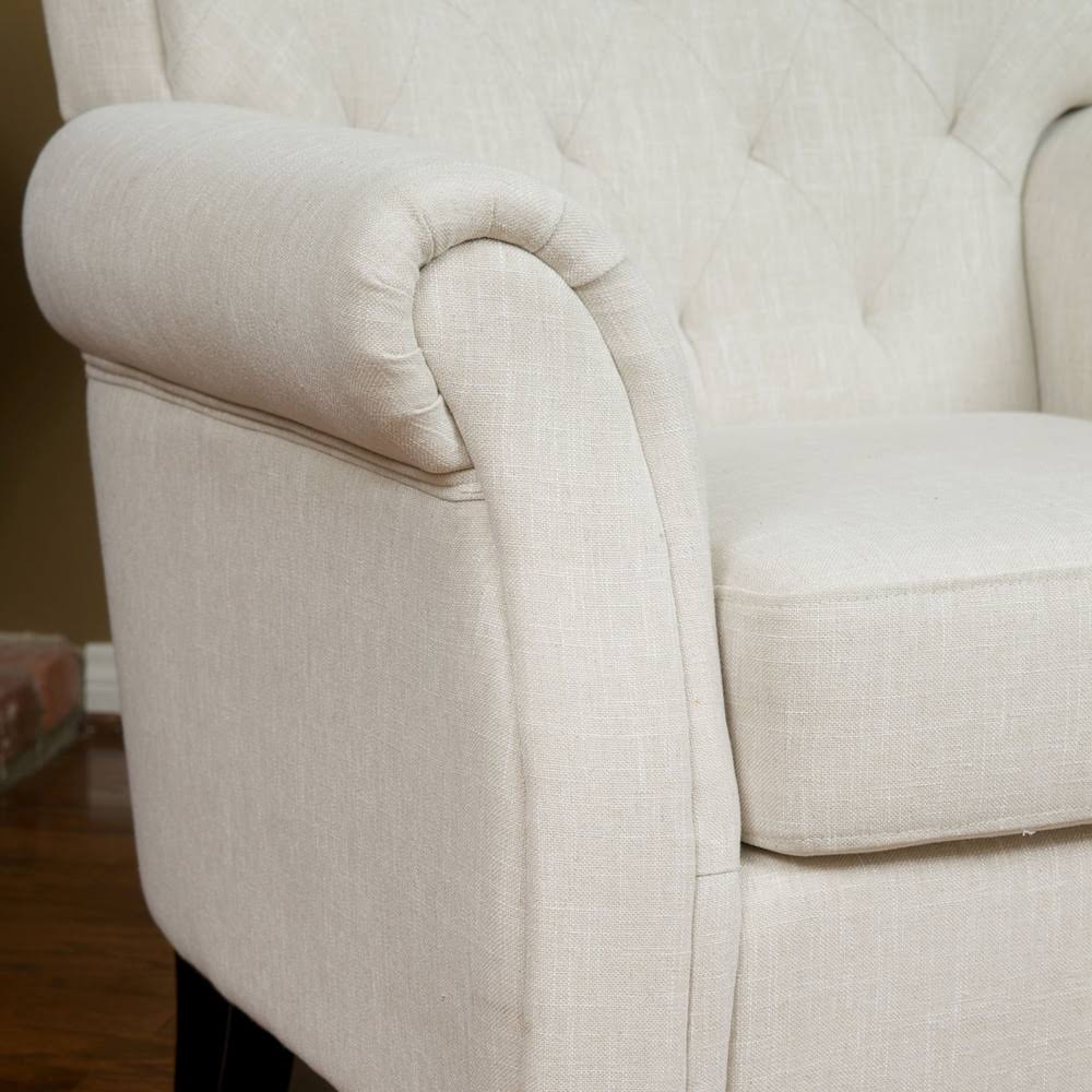 Light Beige Tufted Fabric Club Chair M257997