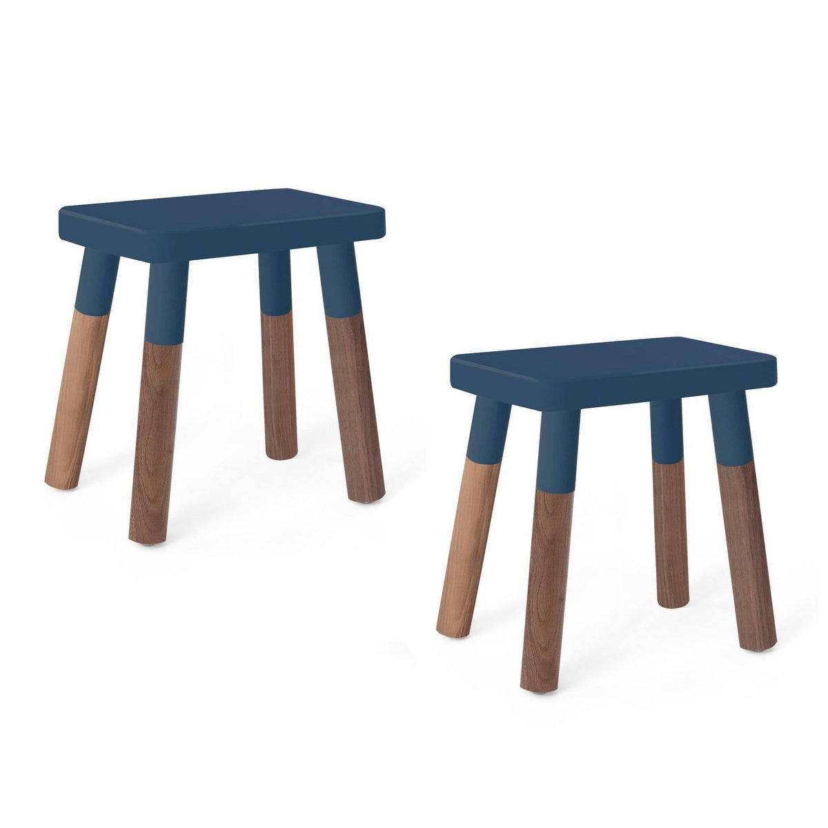 Set of 2 Wood Veneer Kids Chairs Walnut/Deep Blue M9261