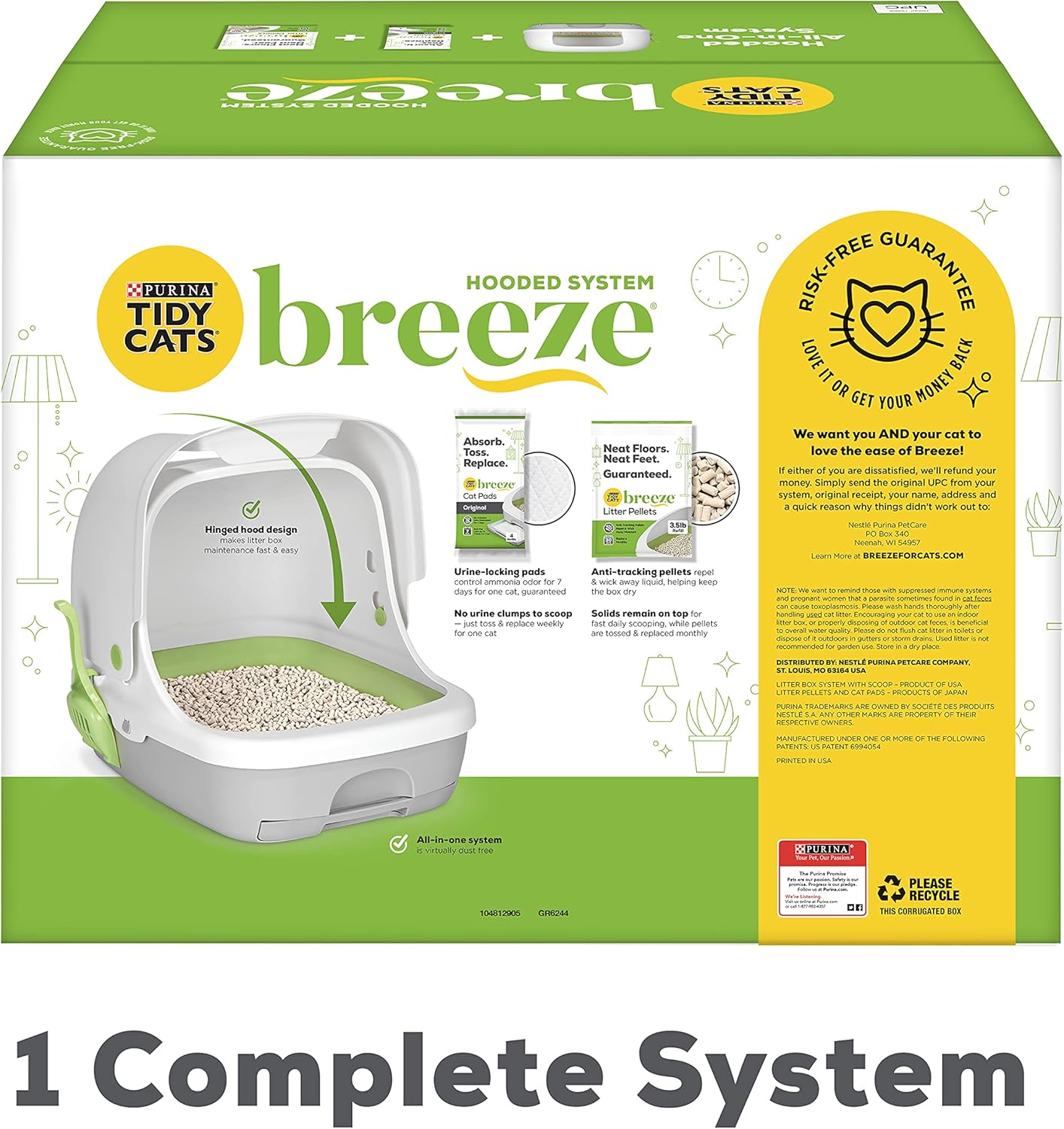 Hooded Litter Box System Starter Kit with Litter Pellets & Pads Pack of 2 O642