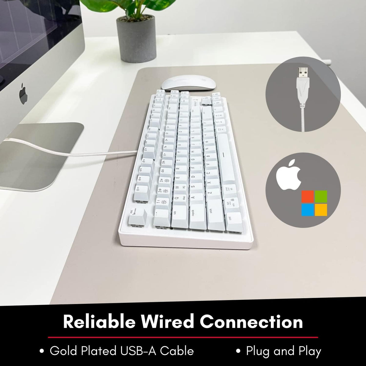 TKL USB Wired Mechanical Keyboard with Brown Switches G798836