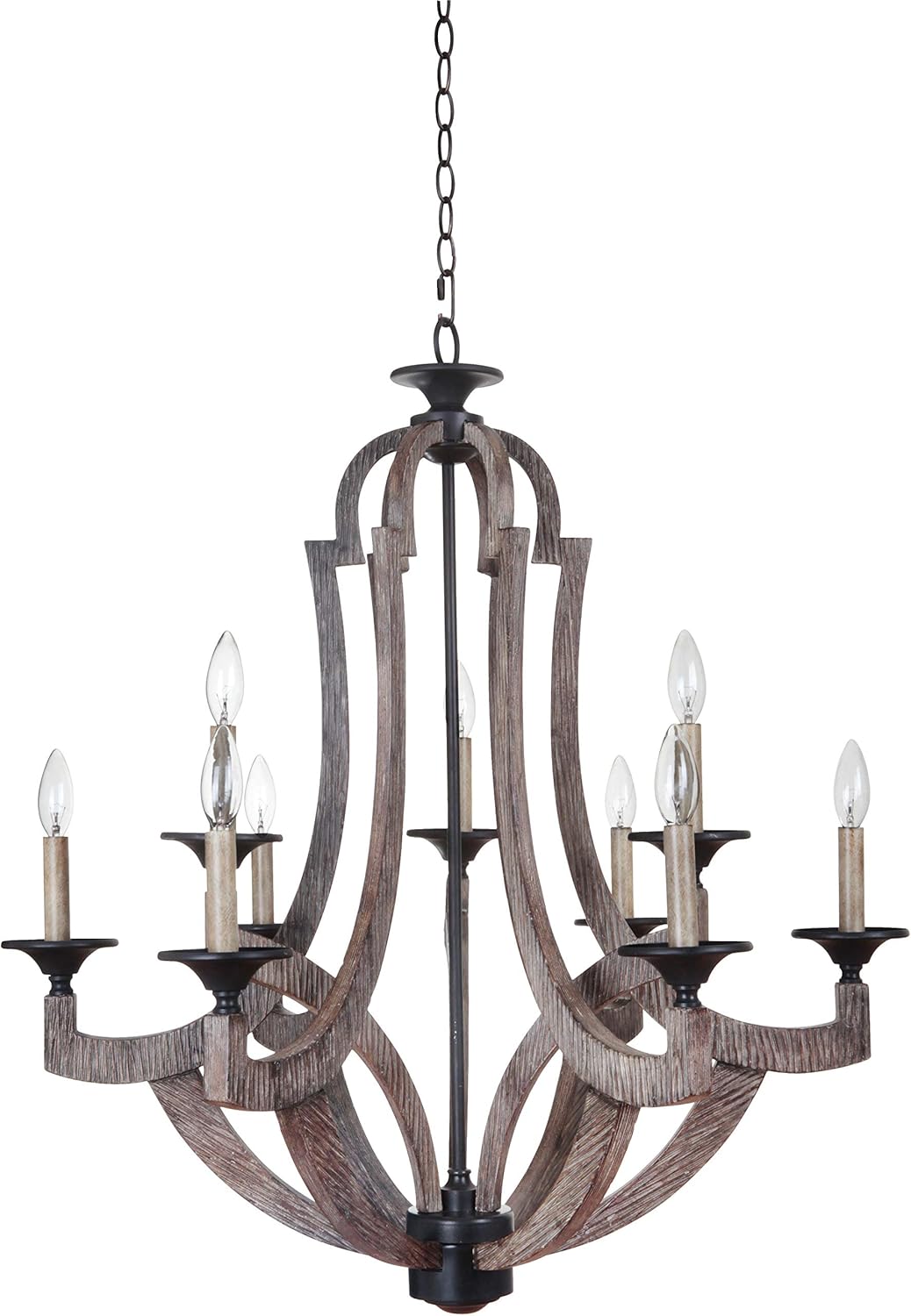 5-Light Candle Chandelier, Weathered Pine U38902