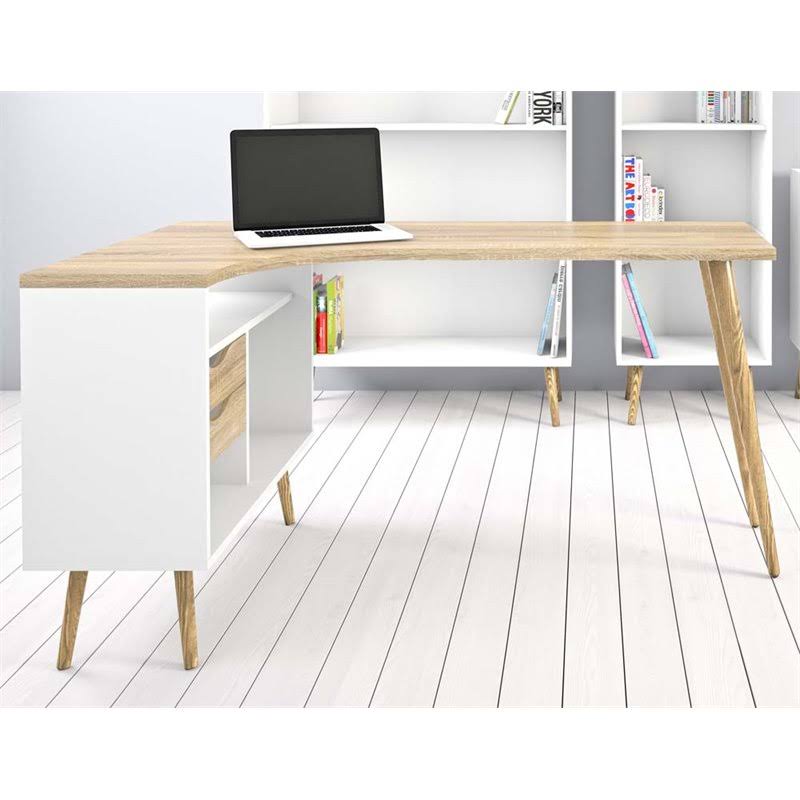 Beige 2-Drawer L-Shaped Desk X100934