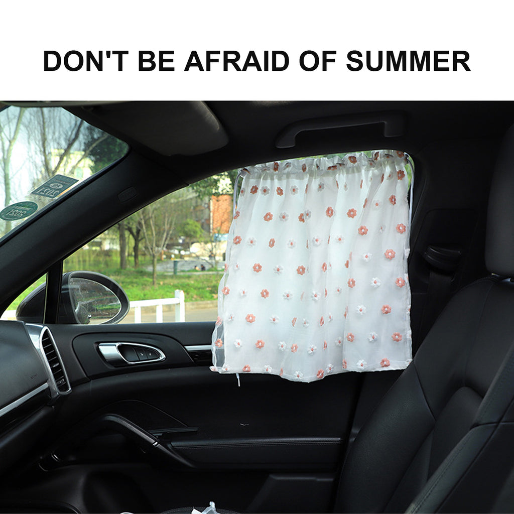 Car Window Curtains Sun Shade with UV Protection Sunshades Screen with Lace Trim N6039