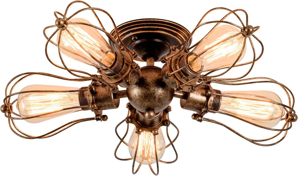 Vintage Metal Wire Cage Ceiling Light D40620